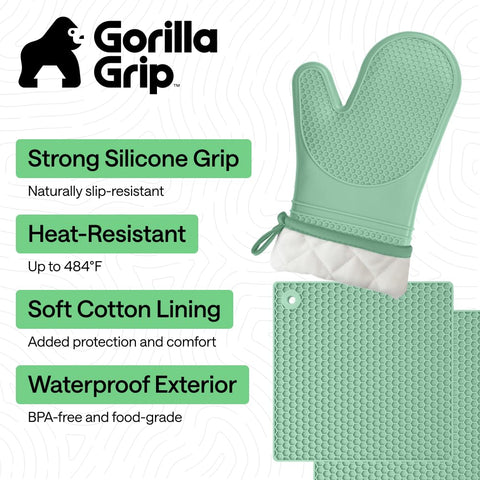 GORILLA GRIP mint silicone trivet protecting countertops from heat