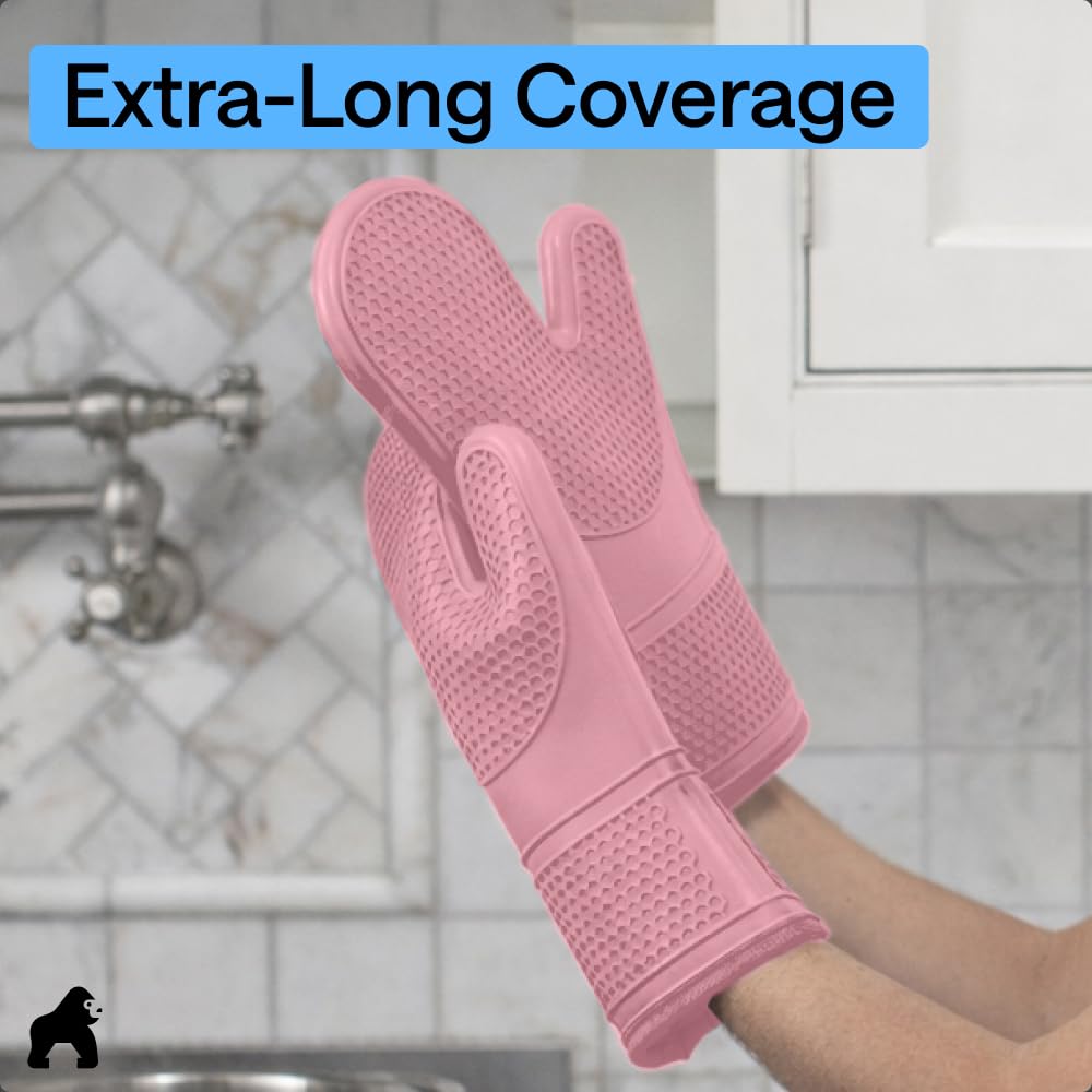 Gorilla Grip mitt in use during grilling for steady control over hot cookware.