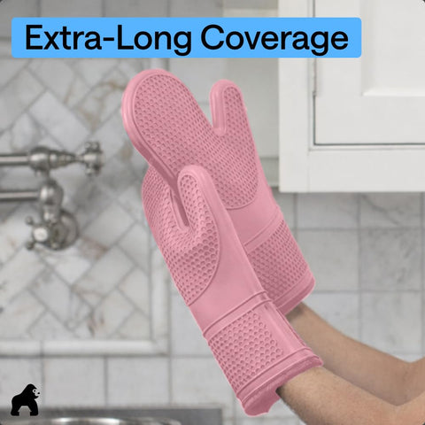Gorilla Grip mitt in use during grilling for steady control over hot cookware.