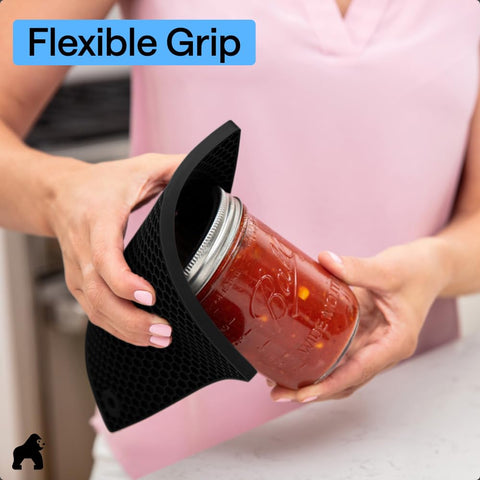 Gorilla Grip mitt demonstrates long 12.5 inch coverage for full hand protection.