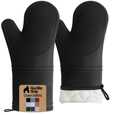 GORILLA GRIP oven mitt silicone with honeycomb texture for secure grip on hot pots
