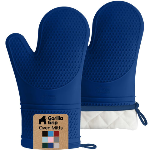 Gorilla Grip oven mitt with textured honeycomb silicone for a secure grip.