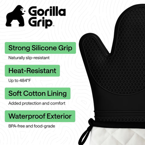 GORILLA GRIP oven mitts waterproof and stain resistant for easy cleaning
