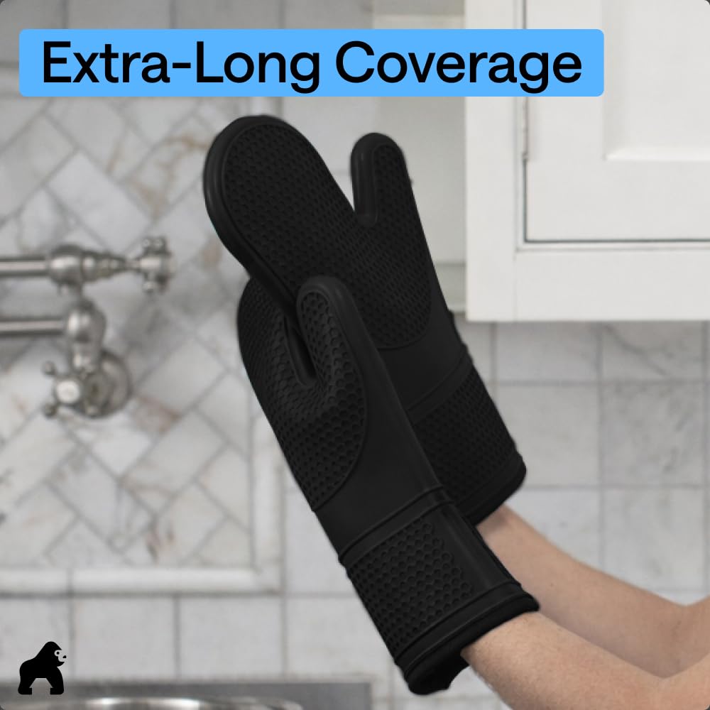 GORILLA GRIP oven mitt set of 2 in black for versatile kitchen handling