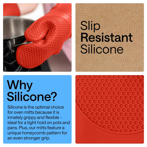 Gorilla Grip silicone mitts feature thick cotton lining for comfort