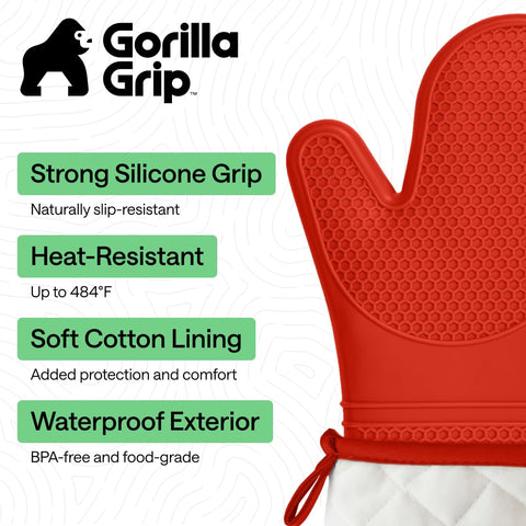 GORILLA GRIP mitts in waterproof design allow quick cleanup after spills