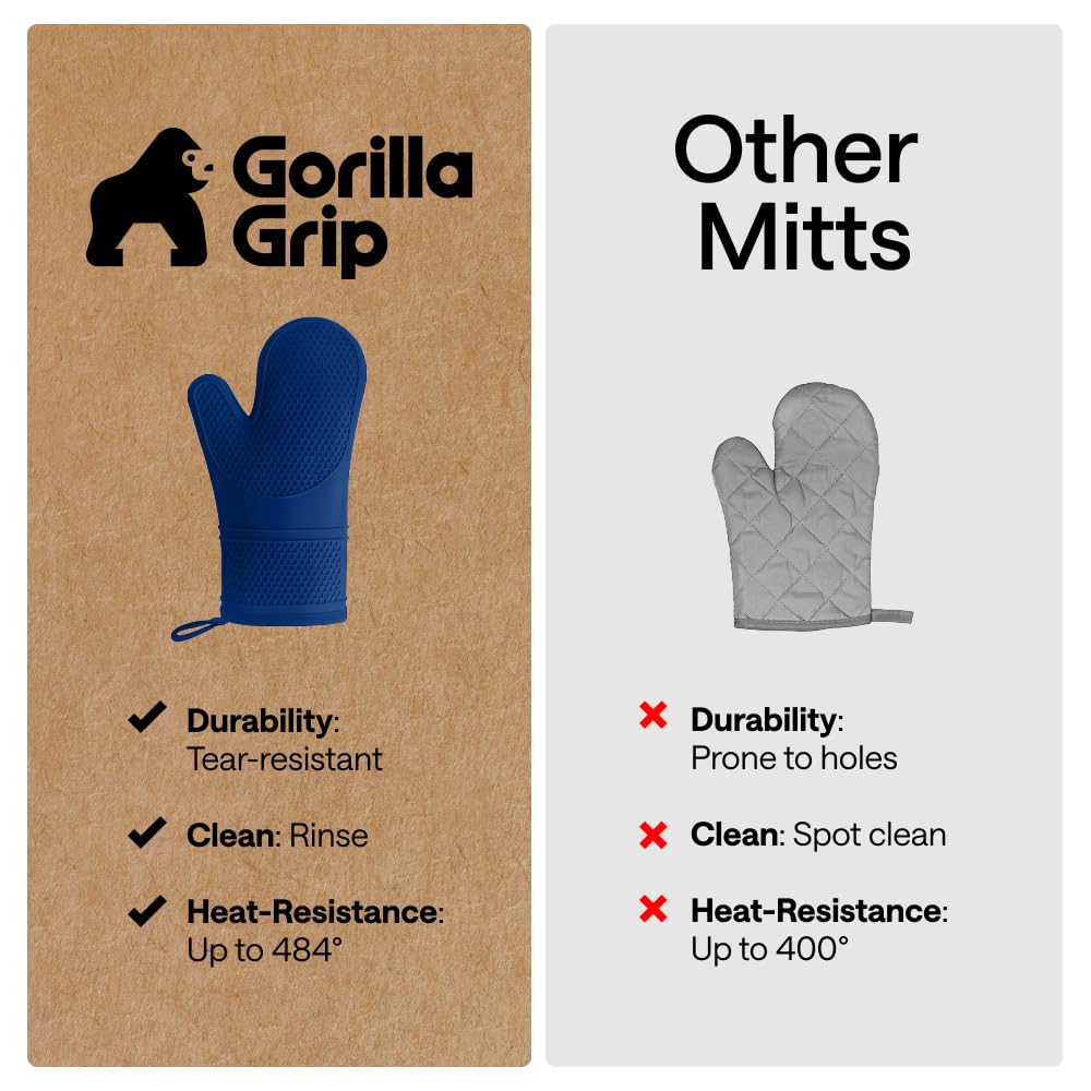 Gorilla Grip set of 2 ergonomic mitts ideal for baking and grilling.