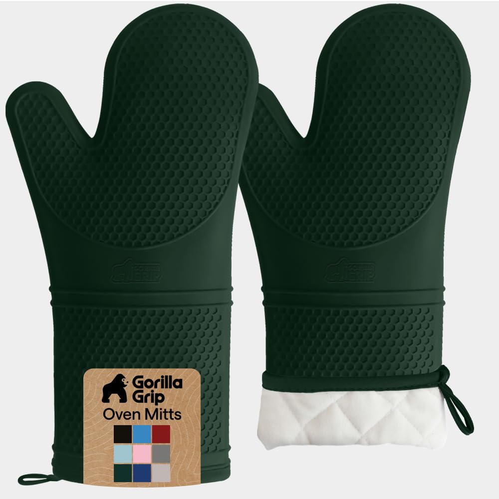 Gorilla Grip silicone oven mitt with honeycomb texture for a secure grip