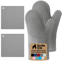 GORILLA GRIP silicone oven mitts provide a secure grip on hot pans.