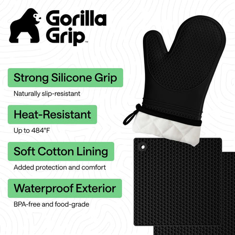 Gorilla Grip silicone trivets with honeycomb texture prevent slipping on countertops.