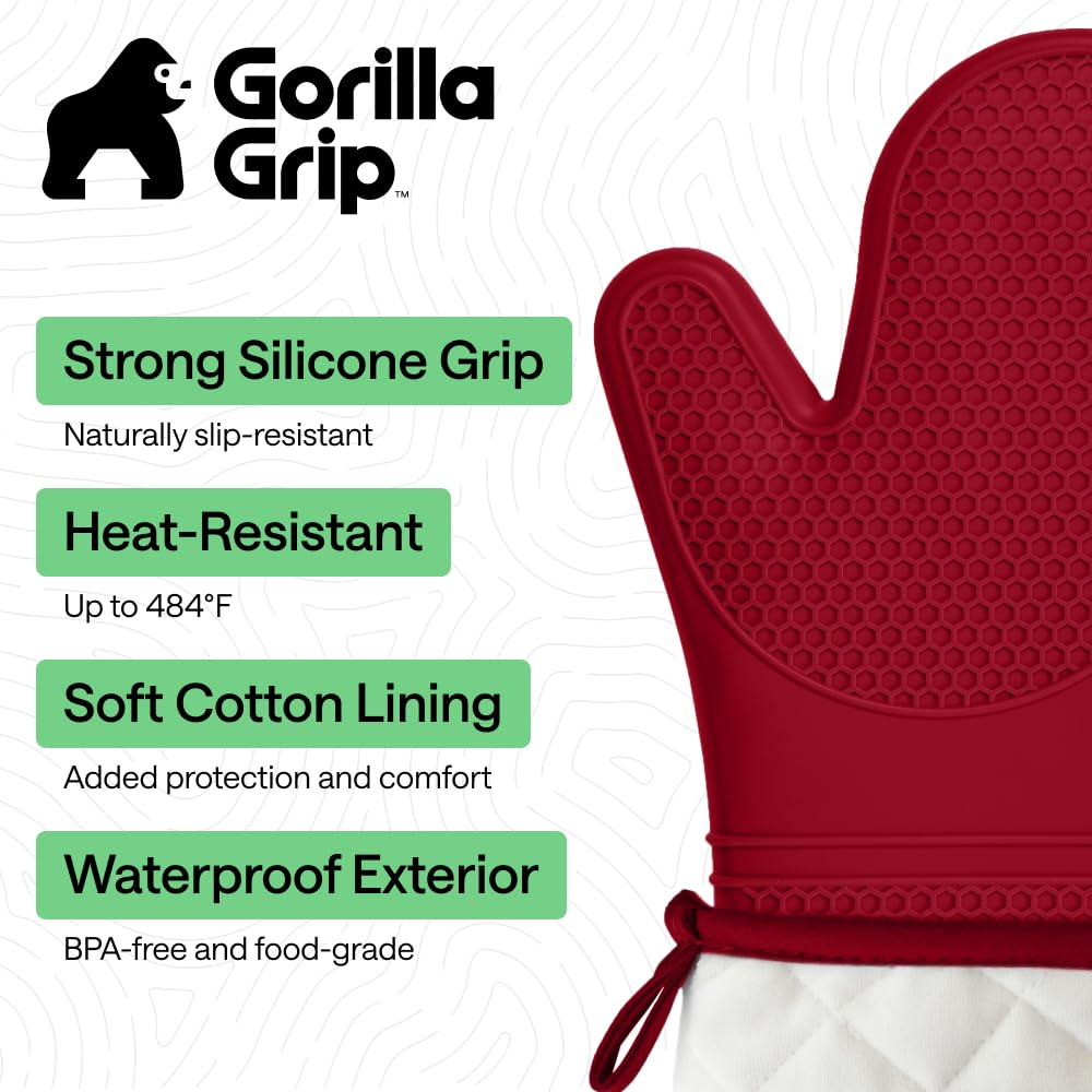 Textured honeycomb grip enhances control on pans with Gorilla Grip mitts