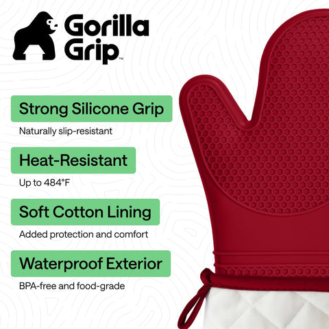 Textured honeycomb grip enhances control on pans with Gorilla Grip mitts