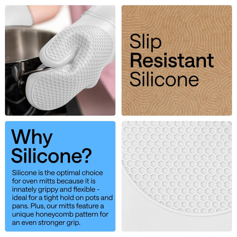 Gorilla Grip mitts provide thick cotton lining for comfort and flexible silicone.