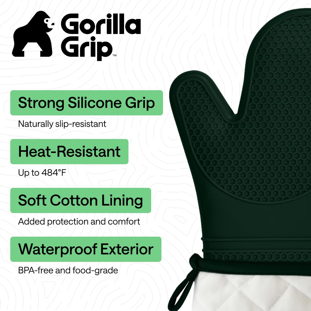 GORILLA GRIP waterproof oven mitt resists stains and cleans easily