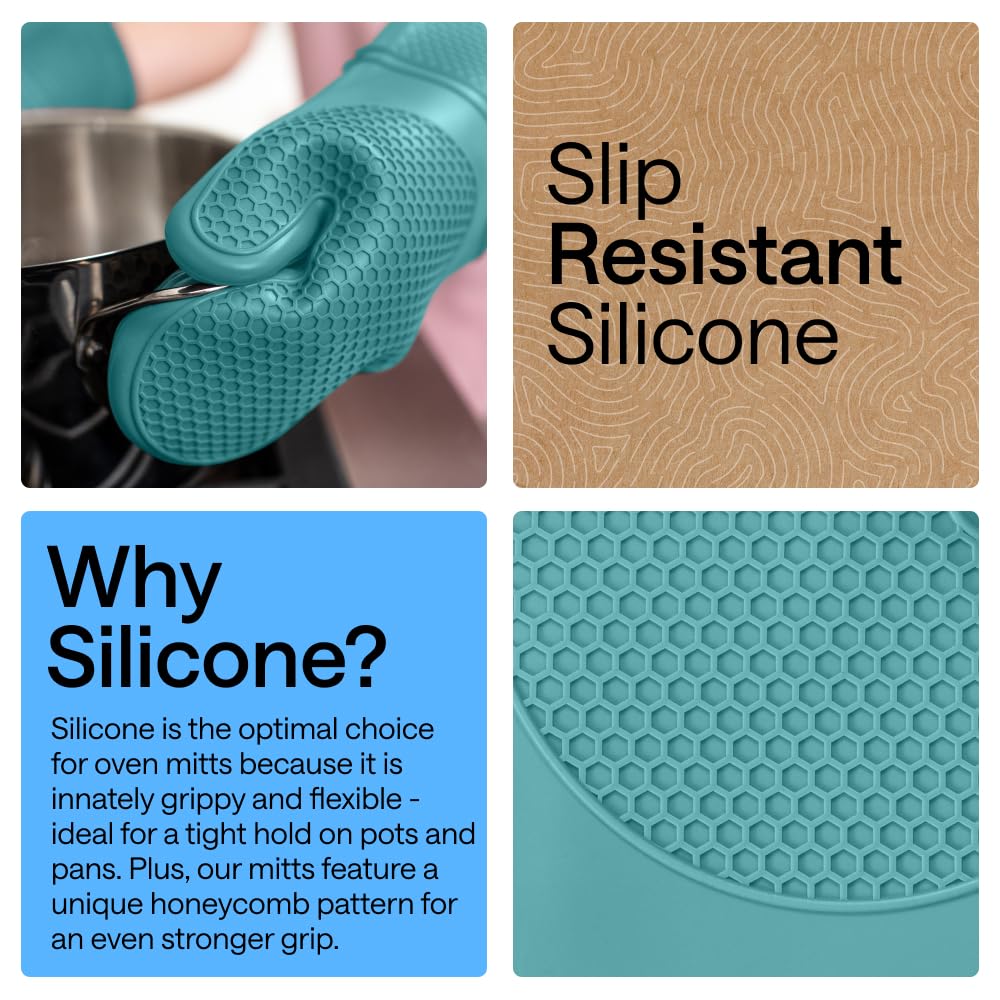 GORILLA GRIP waterproof and stain-resistant mitts protect hands from spills and splashes.