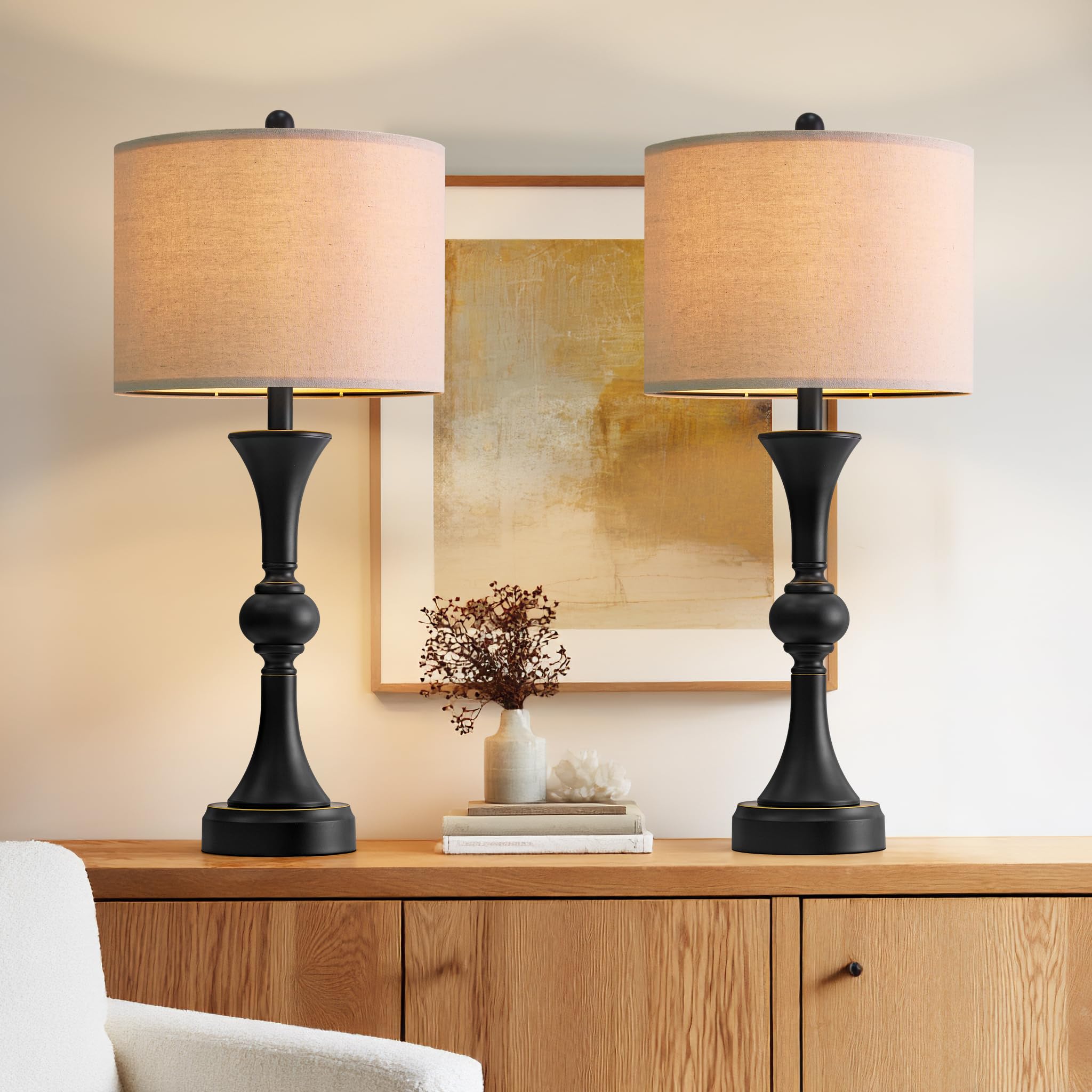 Gormena table lamps with E26 socket for bulb customization.