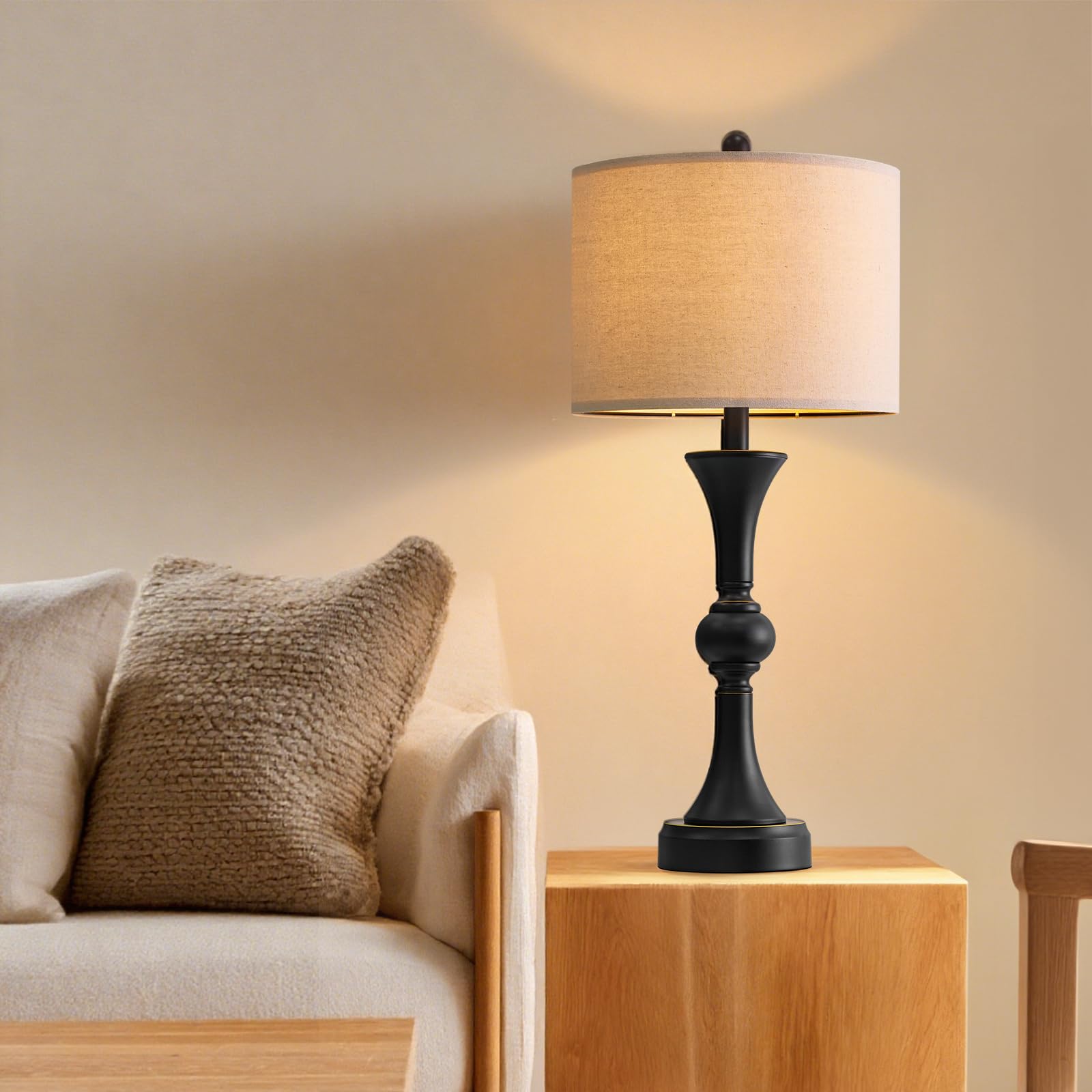 Gormena linen shade offers dust resistance and softens glare.