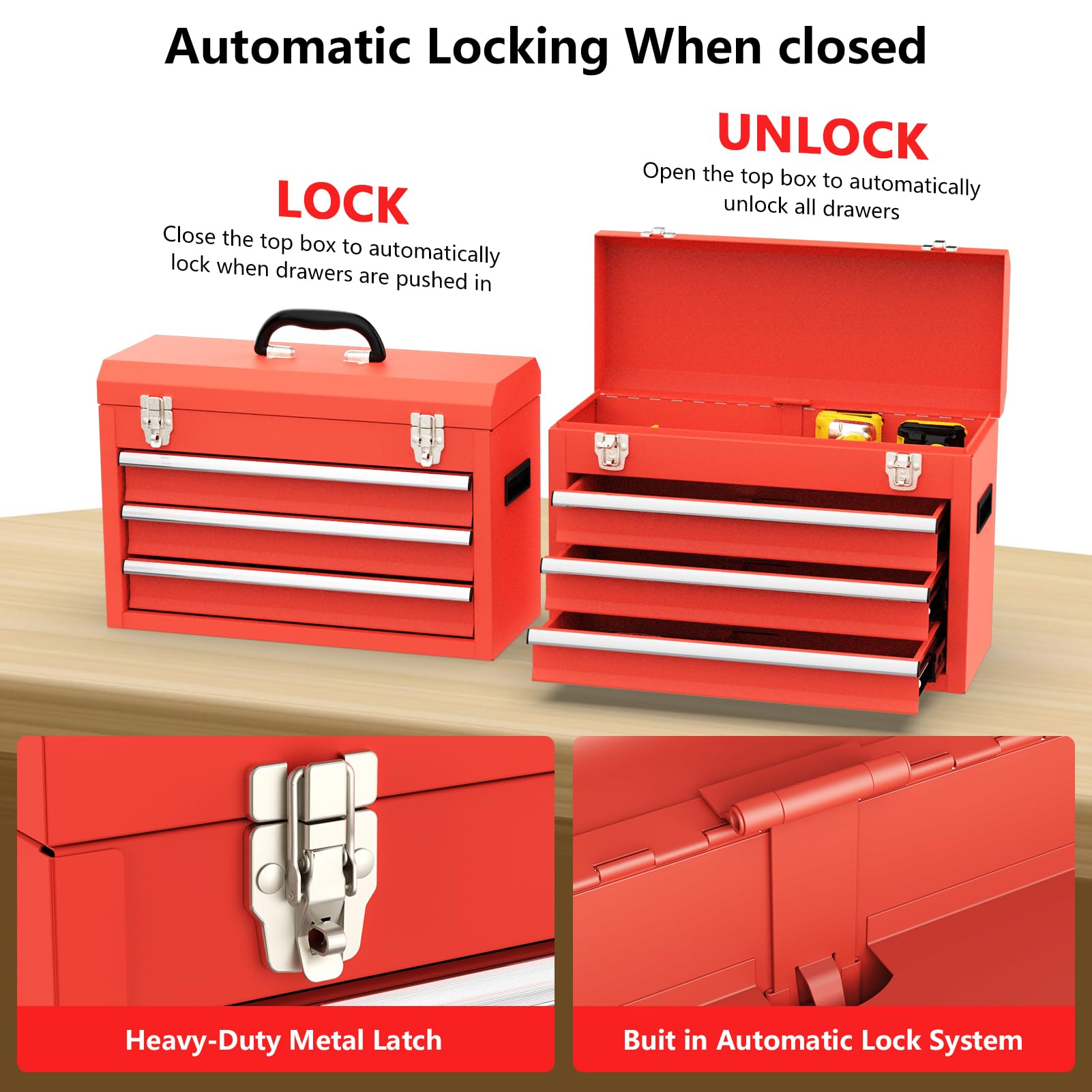 Gornoxblif tool box with locking lid for secure transport