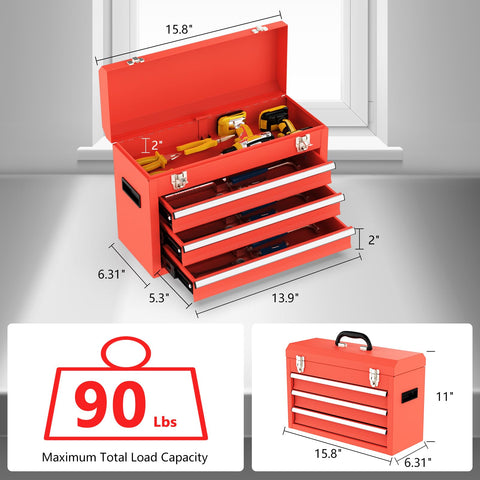 Gornoxblif metal tool box with ball-bearing drawers for smooth sliding