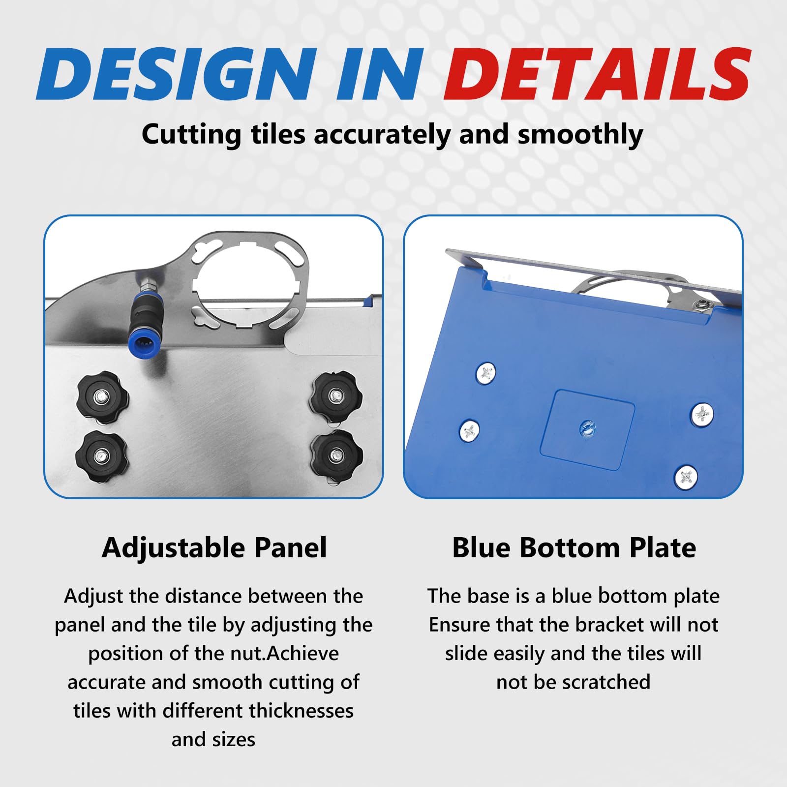 GOROBU anti-vibration bottom plate protects tile surfaces during movement.