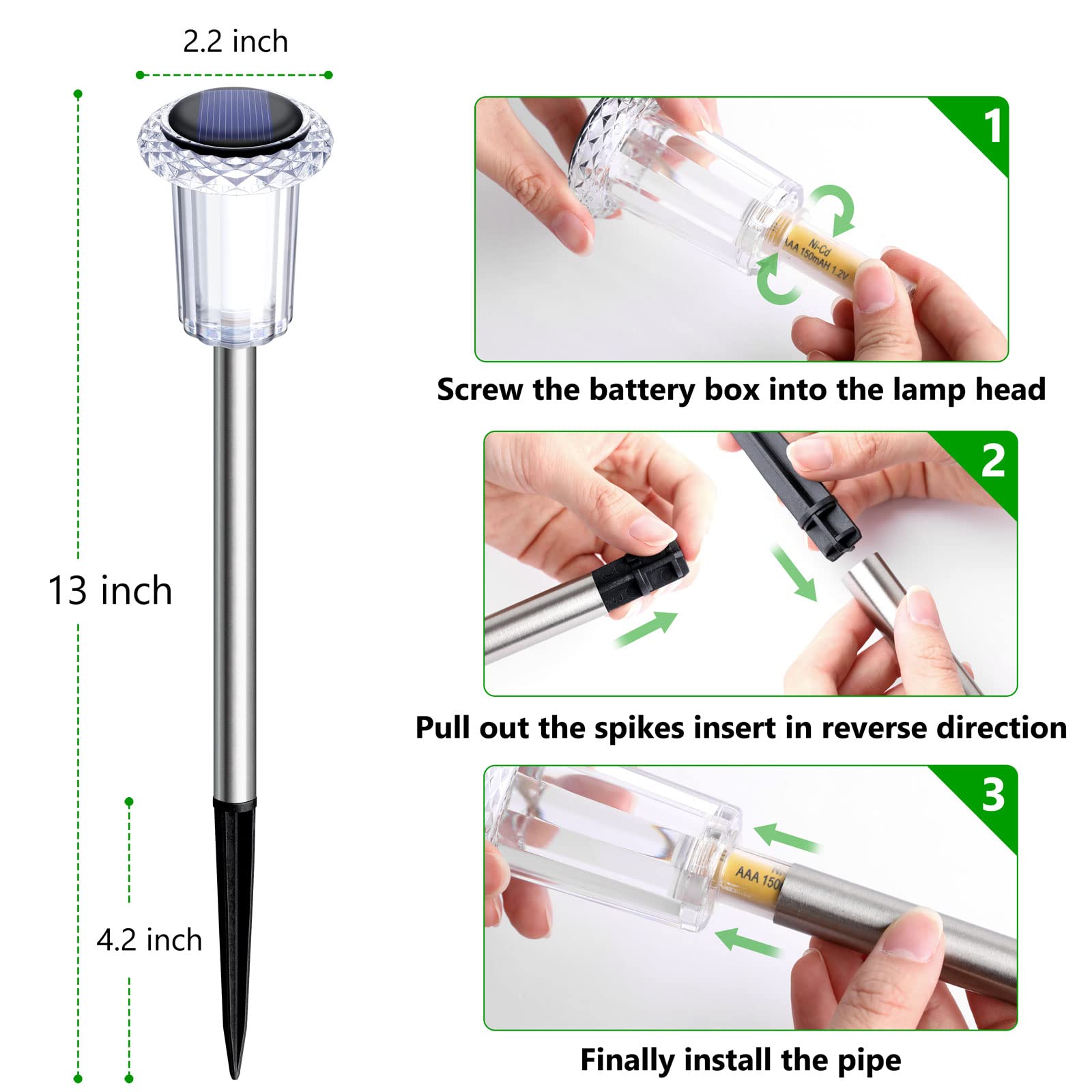 Gorrzai stainless-steel stake provides durable outdoor installation.