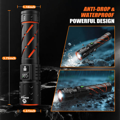 Gosdas waterproof and shockproof aluminum body withstands rain or drops.