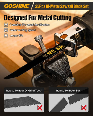 GOSHINE 9-inch blade in action cutting a metal plate.