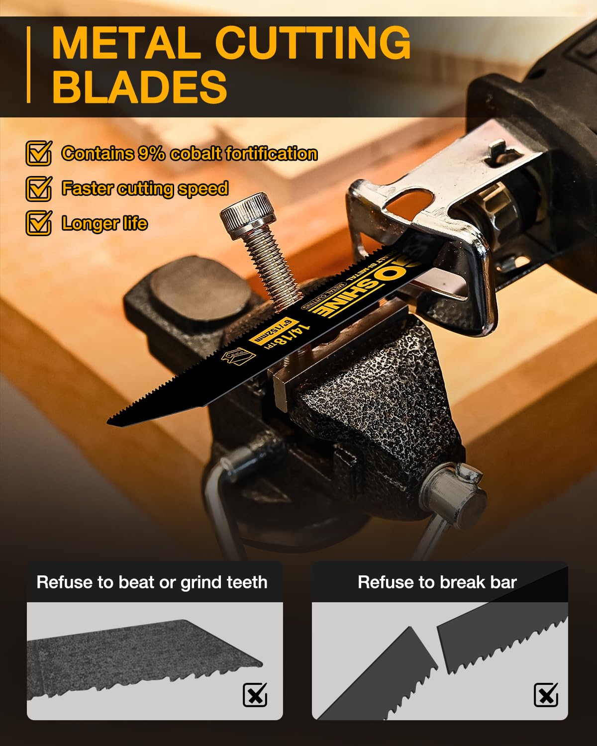GOSHINE universal shank 12inch fits major saw brands for versatility.
