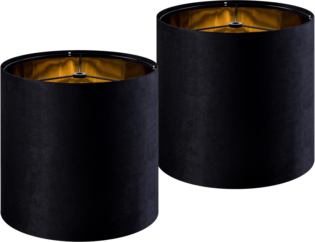 GO&amp;SO tall drum velvet black lampshade on table lamp with warm diffusion