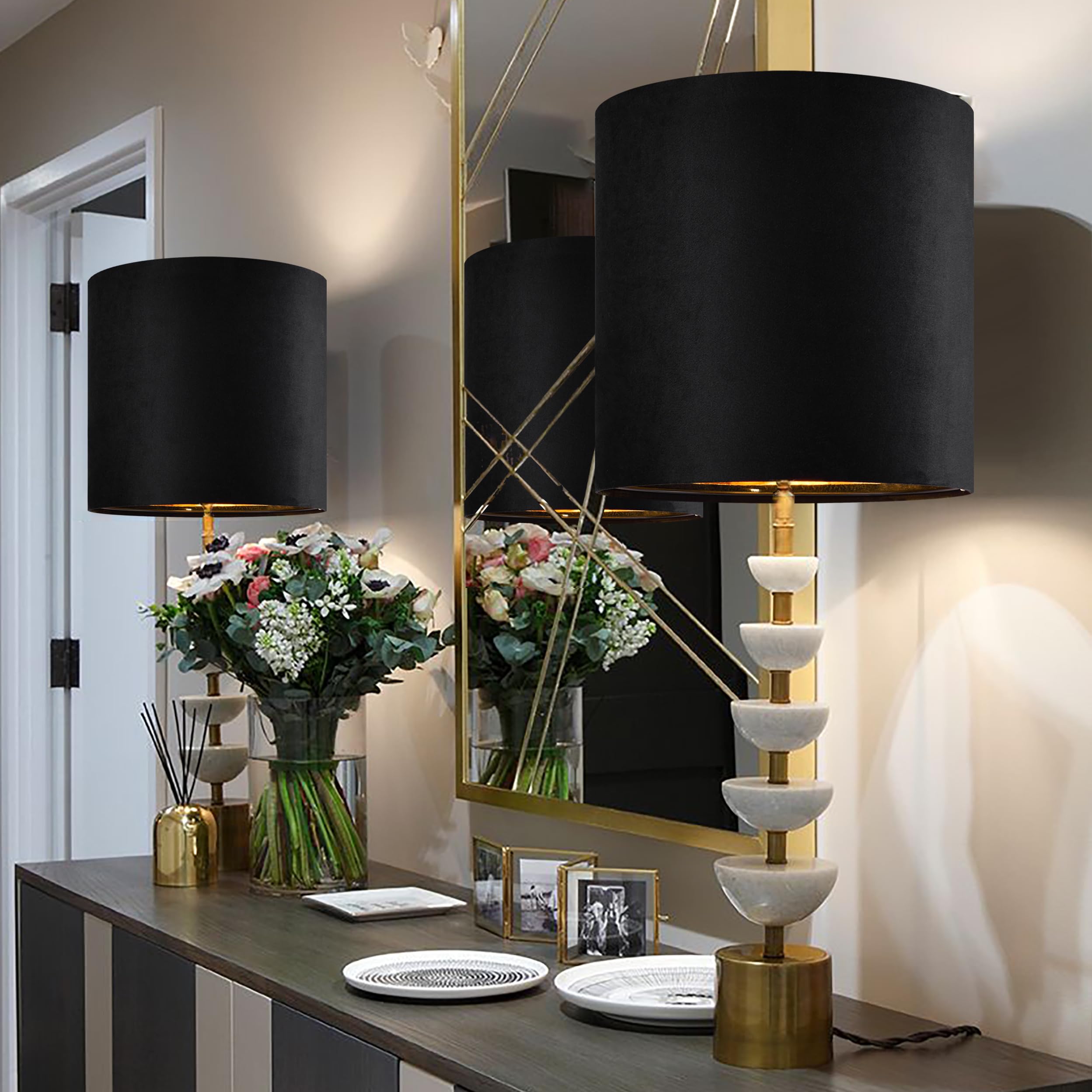 GO&amp;SO velvet black lampshade interior lining reflects light