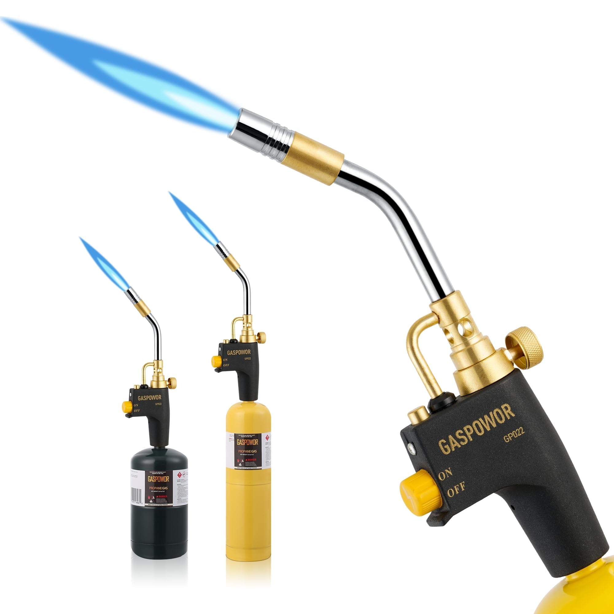 Gospowor turbo gas torch head igniter delivers precise blue flame for brazing and welding.