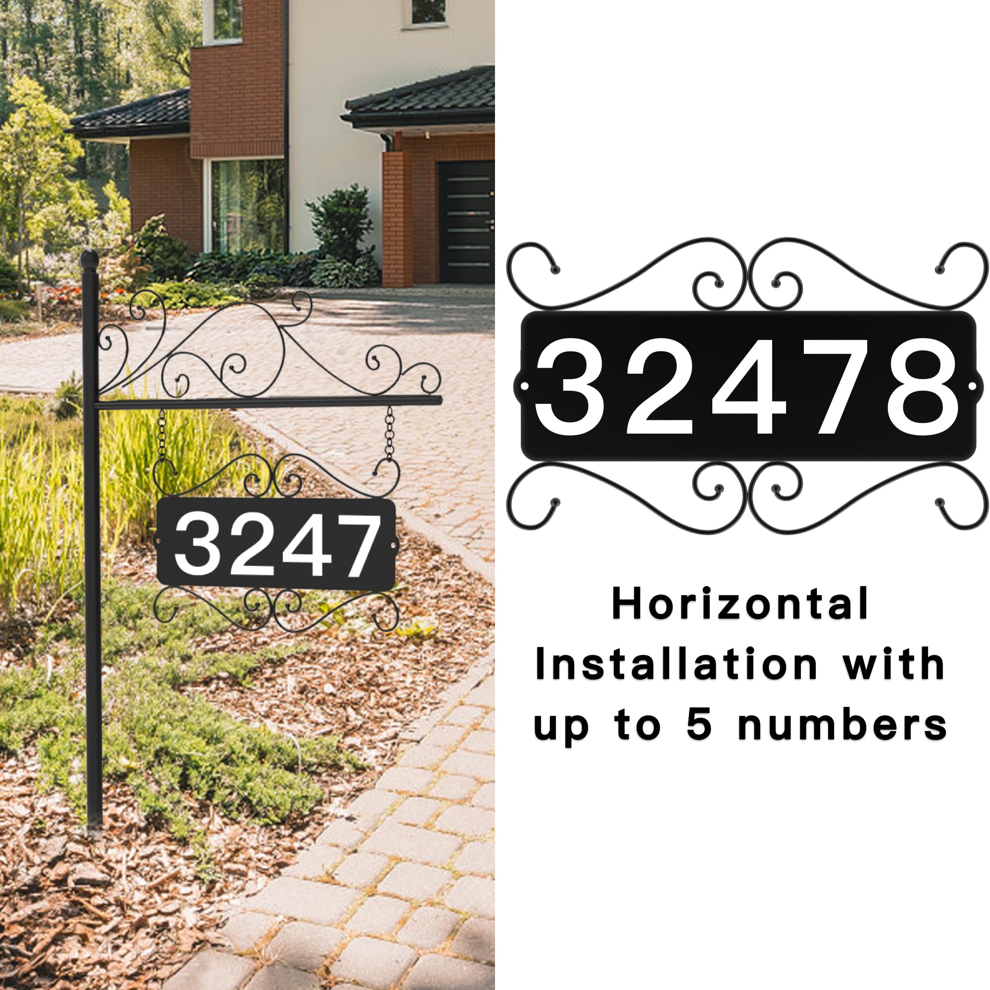 GOSUNWEY address sign with two-post setup for stable outdoor mounting.