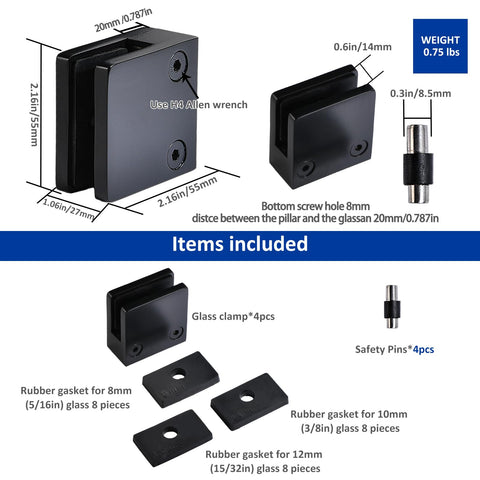 GOSURE adjustable clips fit 8–12 mm glass for versatile rail setups.
