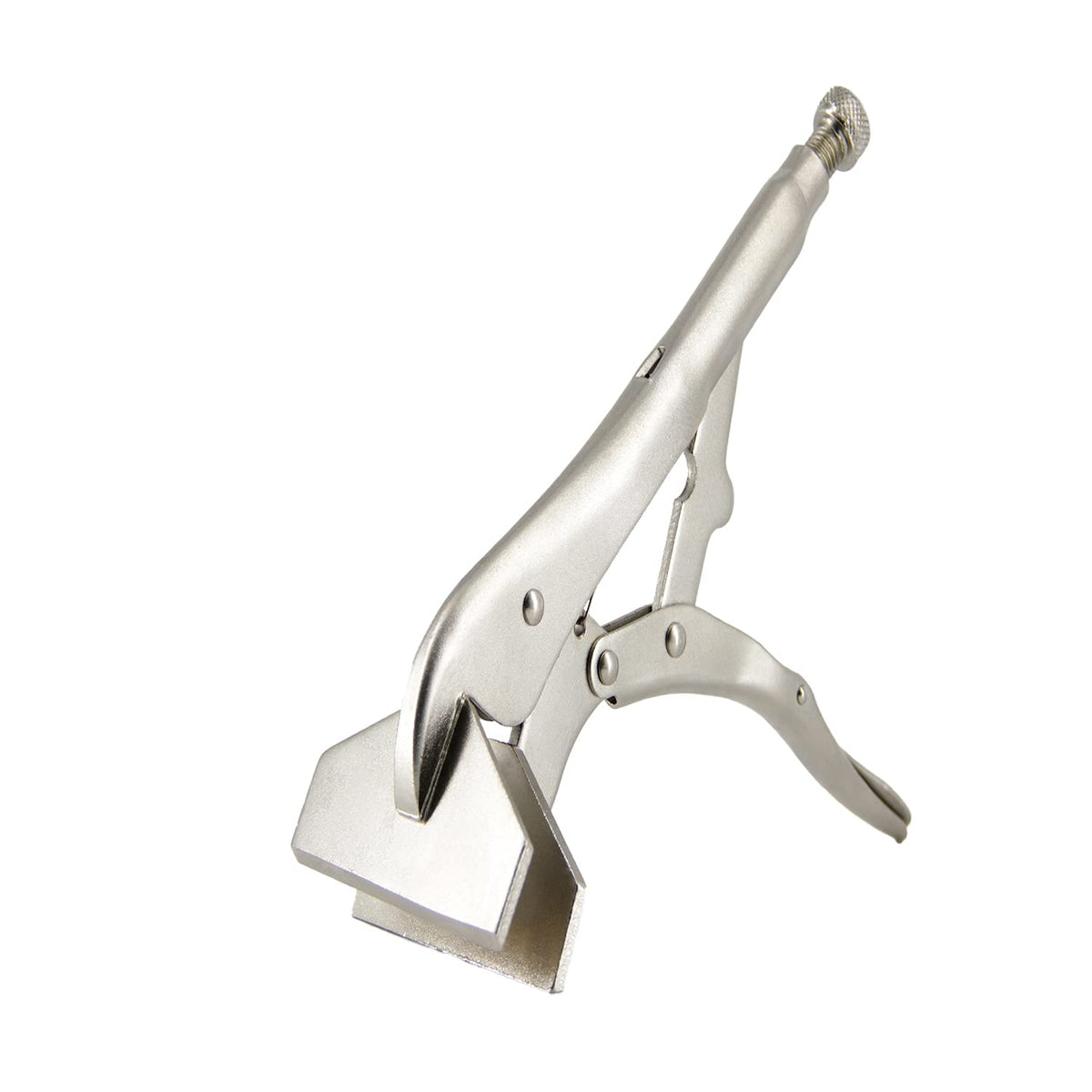 GOSWIFT 10-inch locking clamp securing sheet metal during welding or bending.