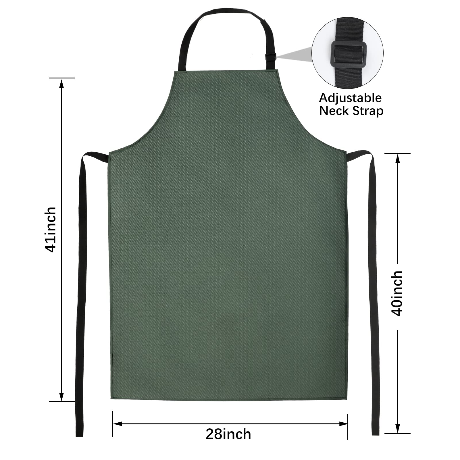 Gotega 40-inch bib apron with adjustable neck strap modeled for comfort.