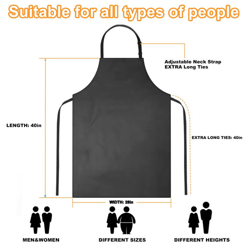 Gotega 40-inch bib apron worn by model for grilling and dishwashing.