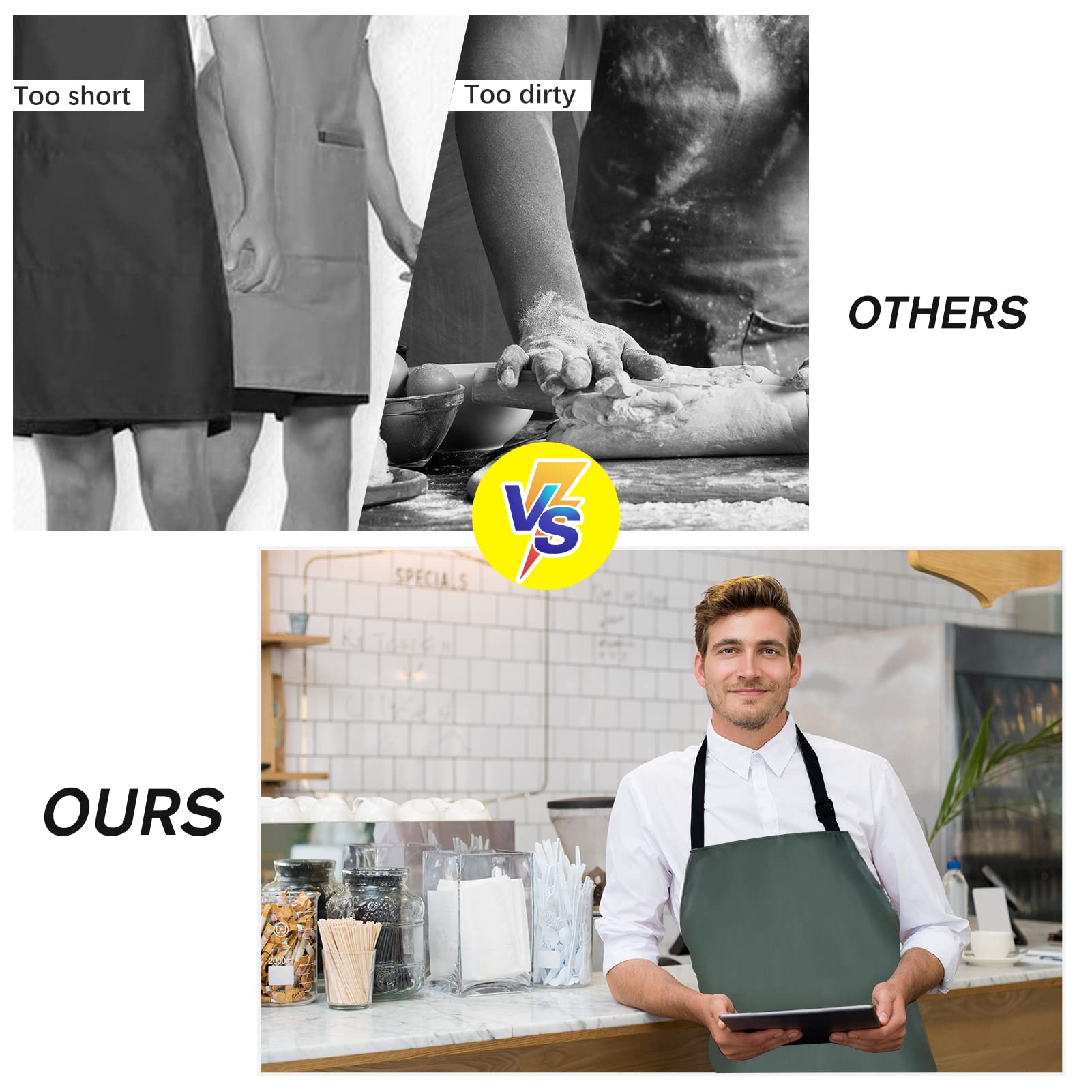 Gotega breathable, soft material apron emphasizing comfort during long wear.
