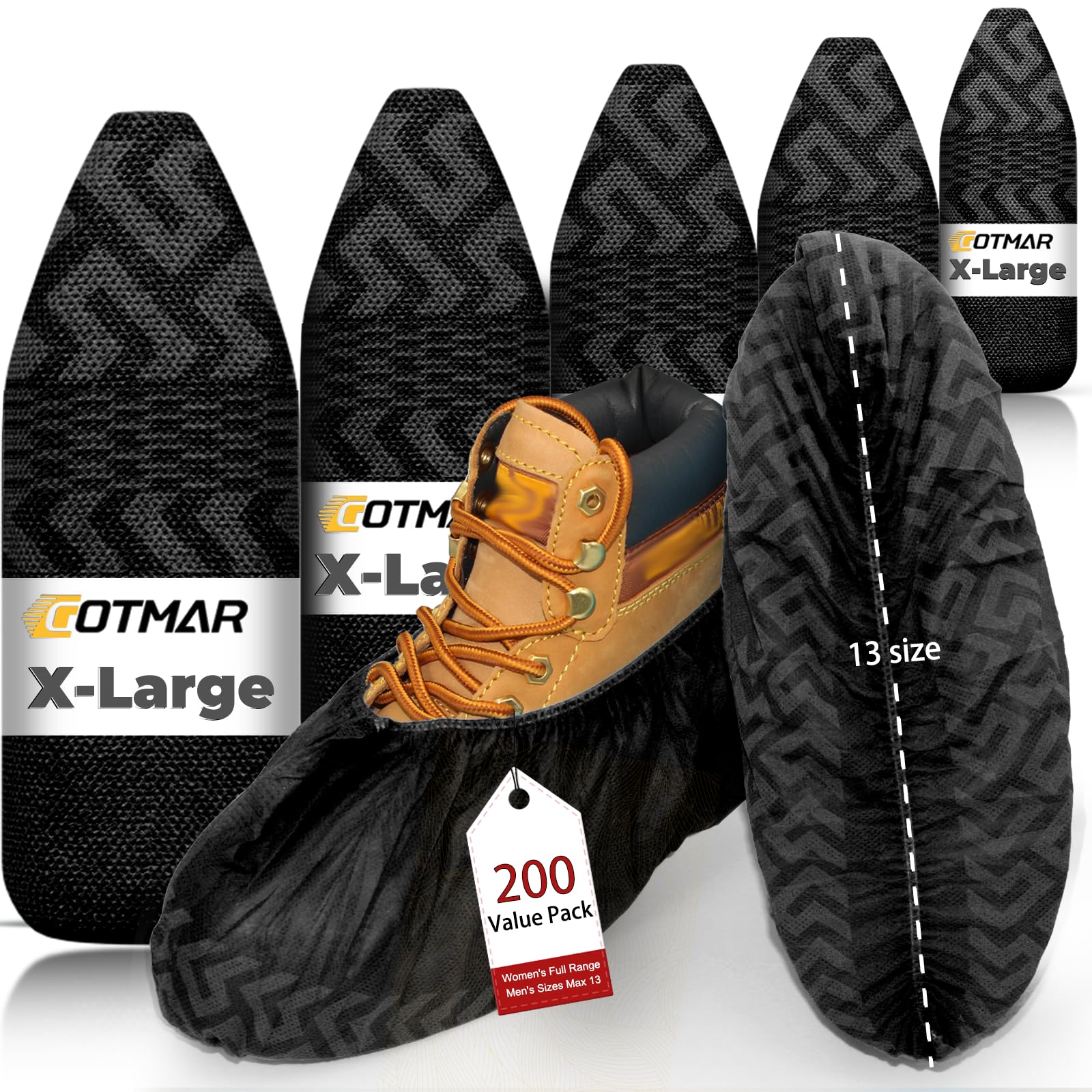 GOTMAR X-Large breathable shoe cover laid flat showing flexible fit.