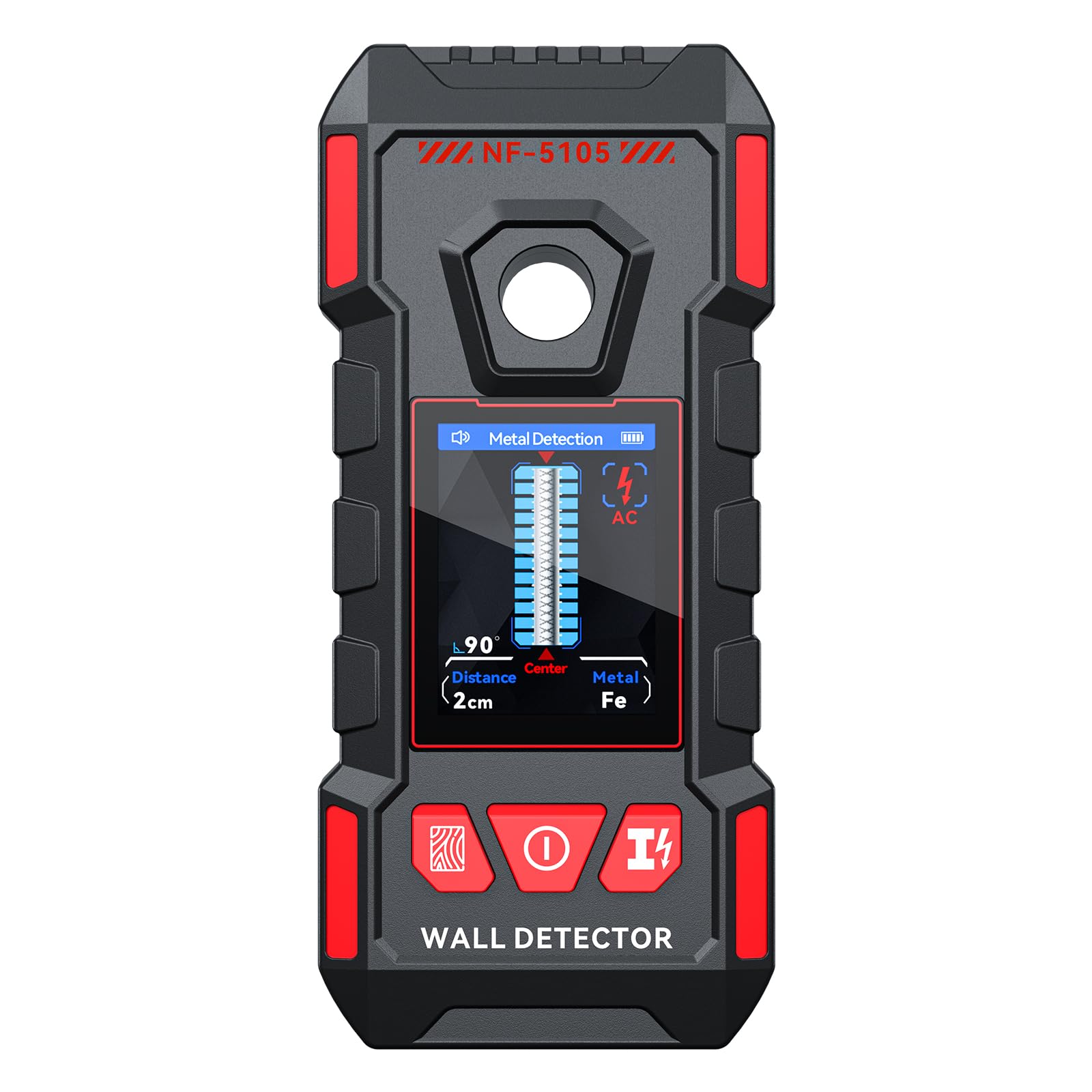 GOTMEET stud finder with LCD display locates studs for precise mounting.
