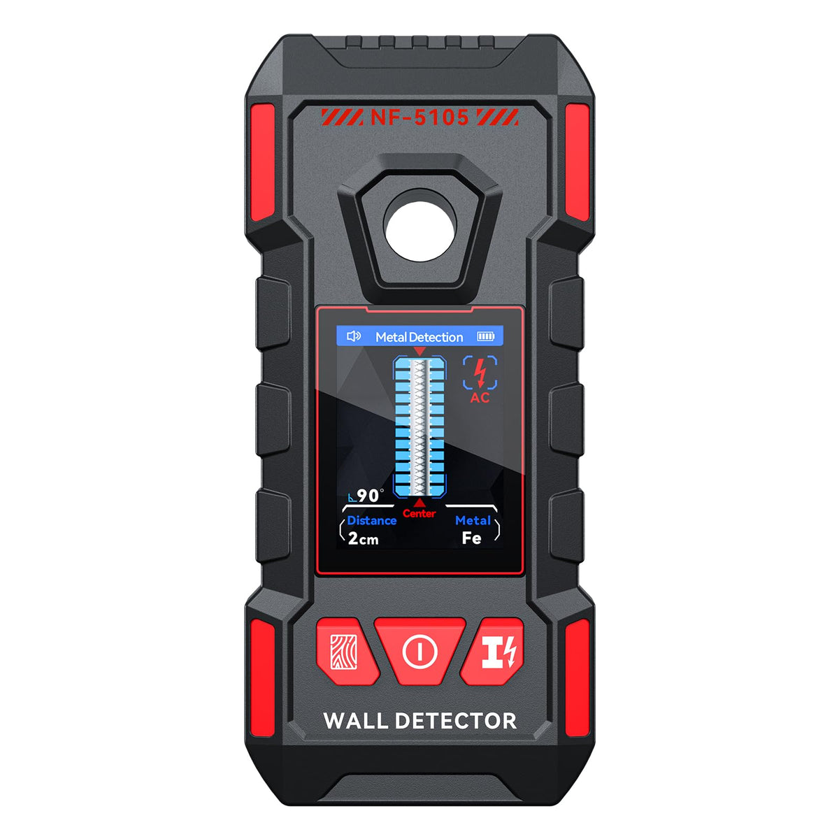 GOTMEET stud finder with LCD display locates studs for precise mounting.