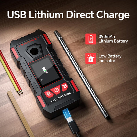 GOTMEET stud finder charges via Type-C for quick power-ups.