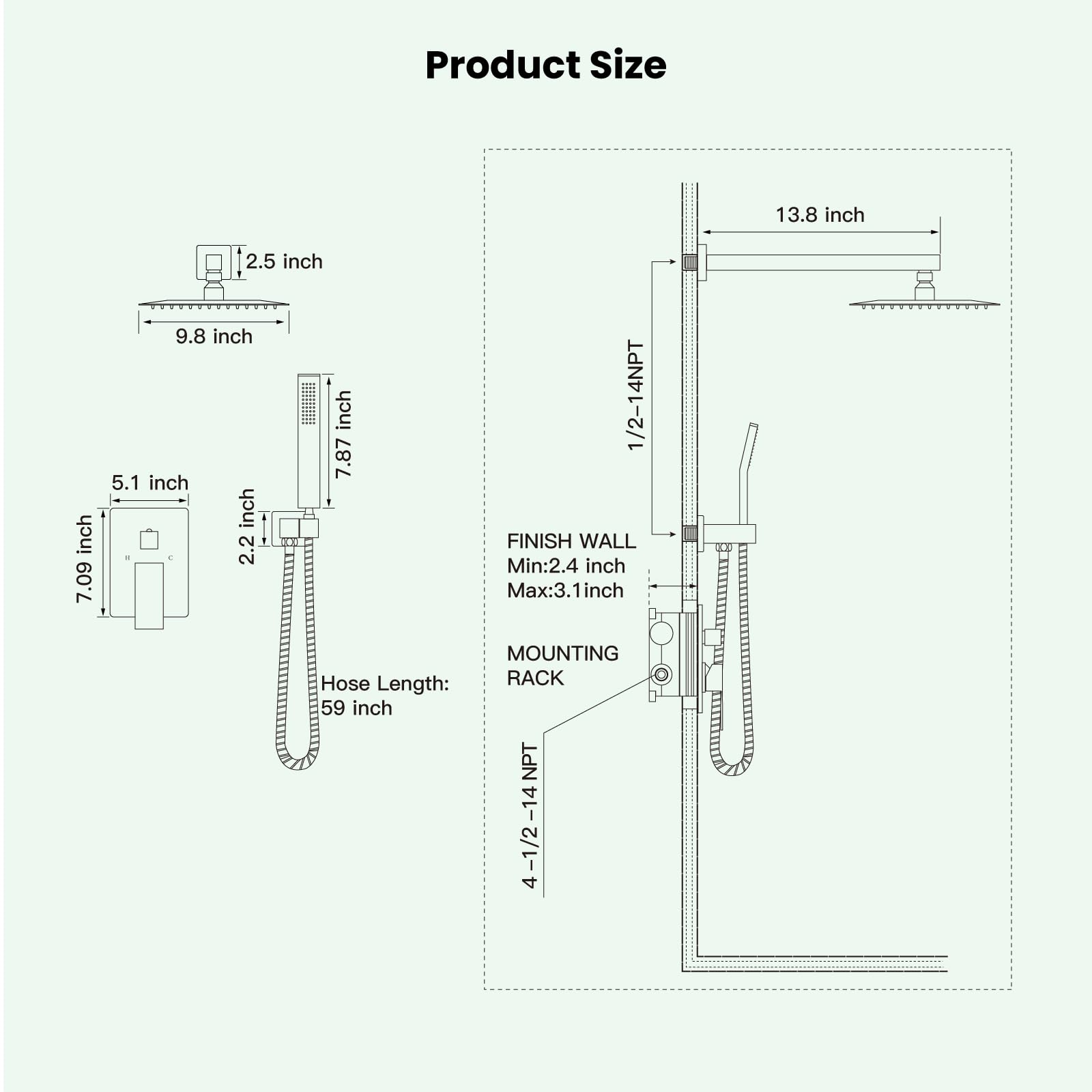 Gotonovo 14-inch shower arm supports optimal spray alignment