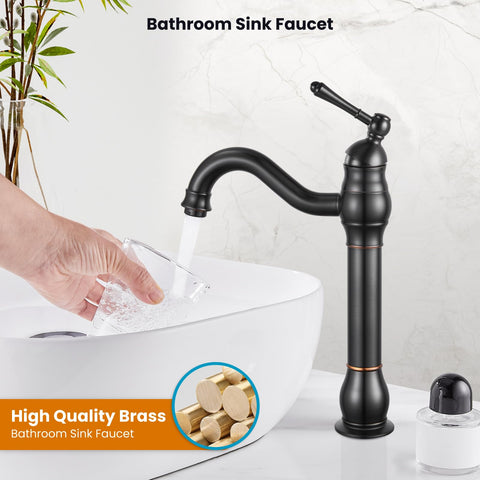 Gotonovo 360-degree swivel vessel faucet offers flexible sink access.