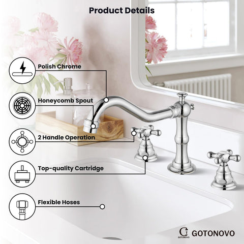 Gotonovo compatible with 3-hole sinks for flexible retrofits.