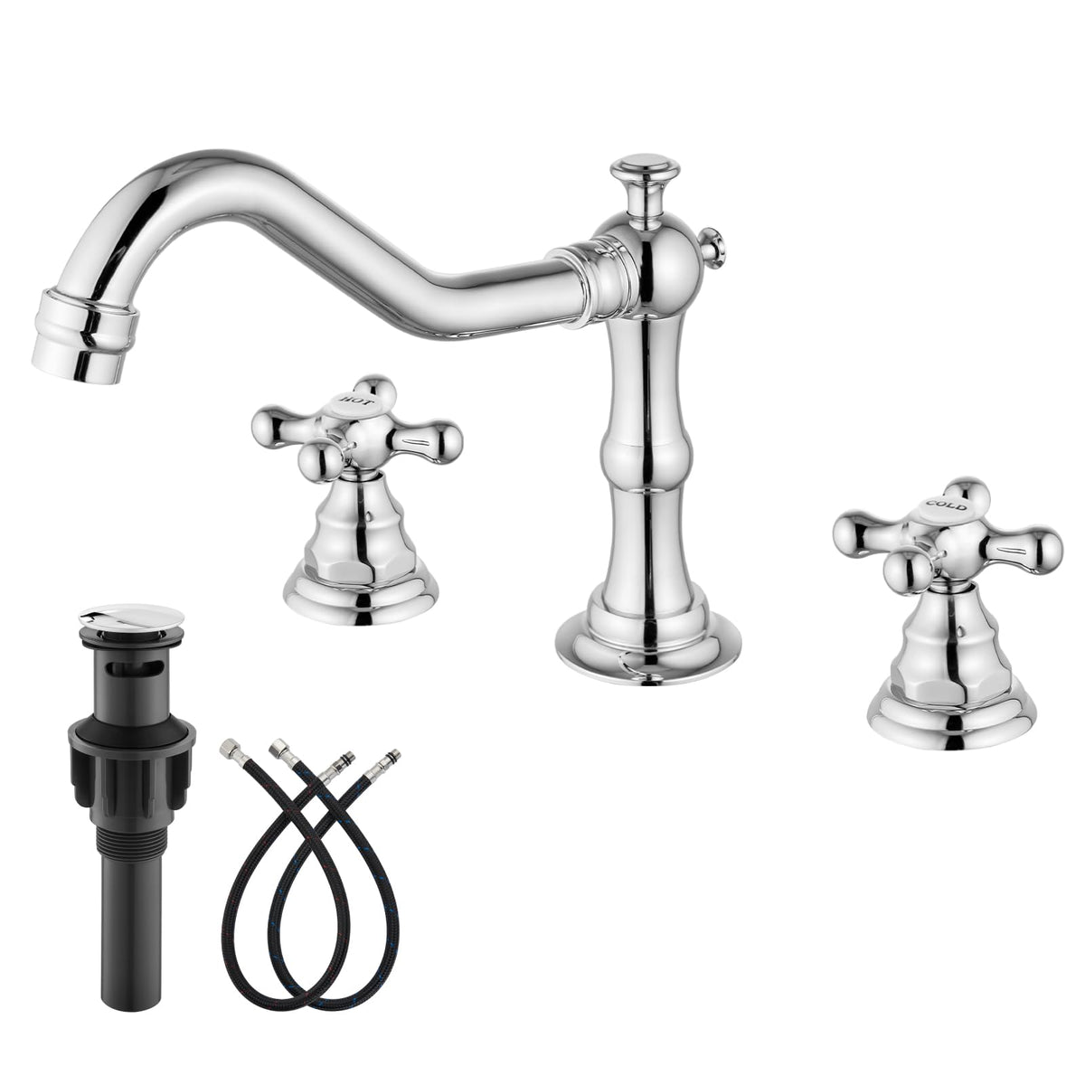 Gotonovo 8-inch widespread faucet with cross handles for precise temperature control.