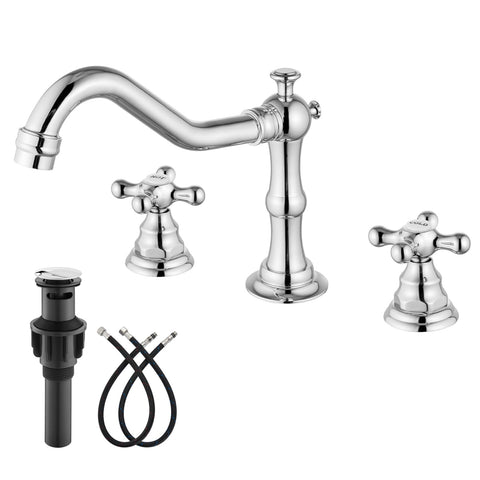 Gotonovo 8-inch widespread faucet with cross handles for precise temperature control.