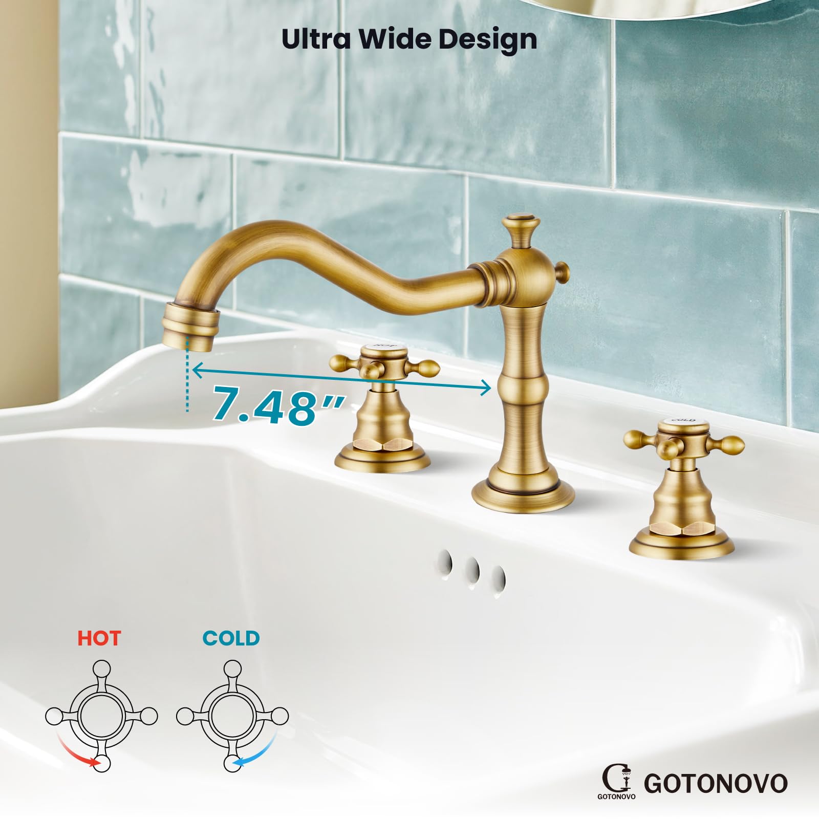 Gotonovo cross handle detail reveals ceramic cartridge and smooth operation.