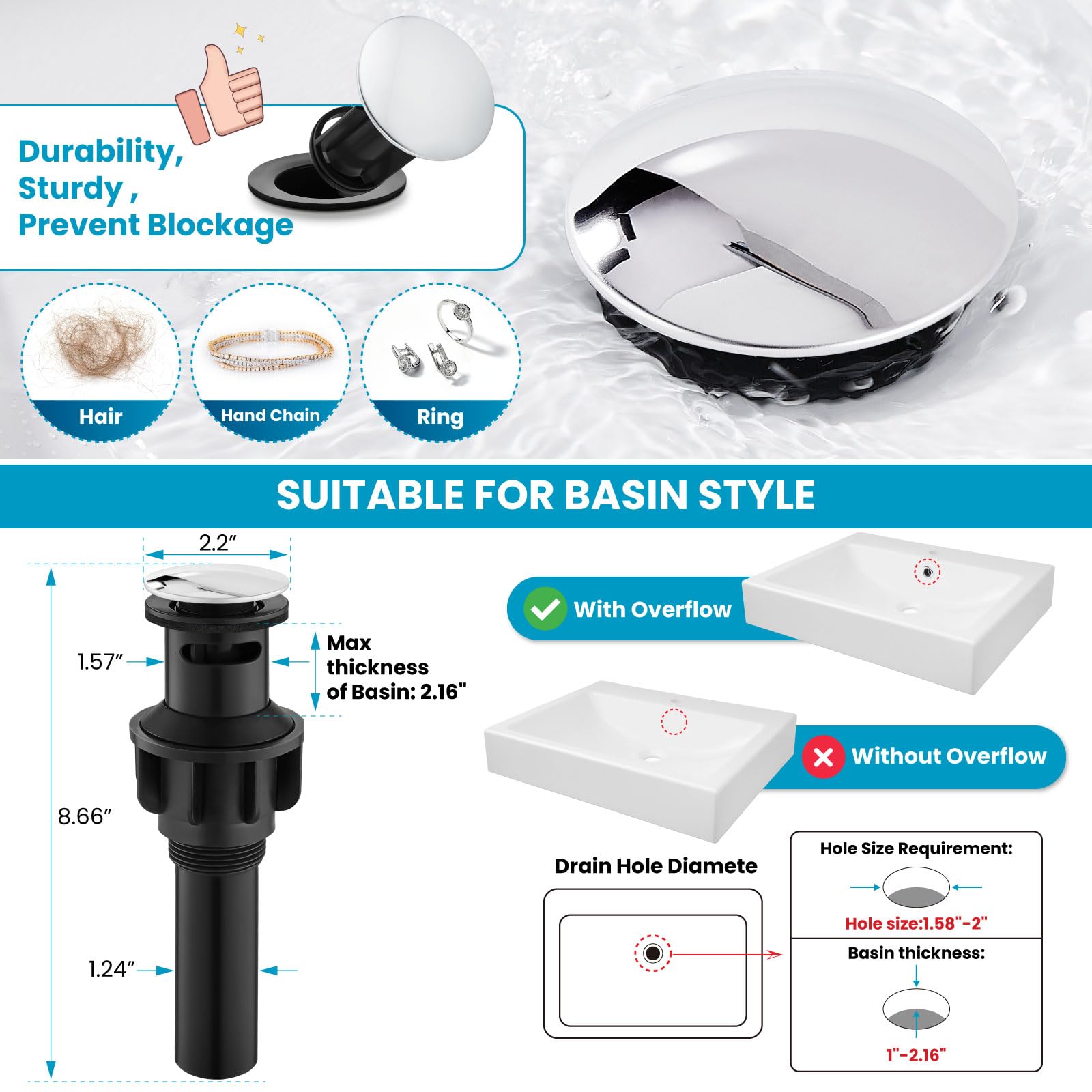 Gotonovo deck-mounted design stands 6.5 inches tall with a 4.85-inch spout.