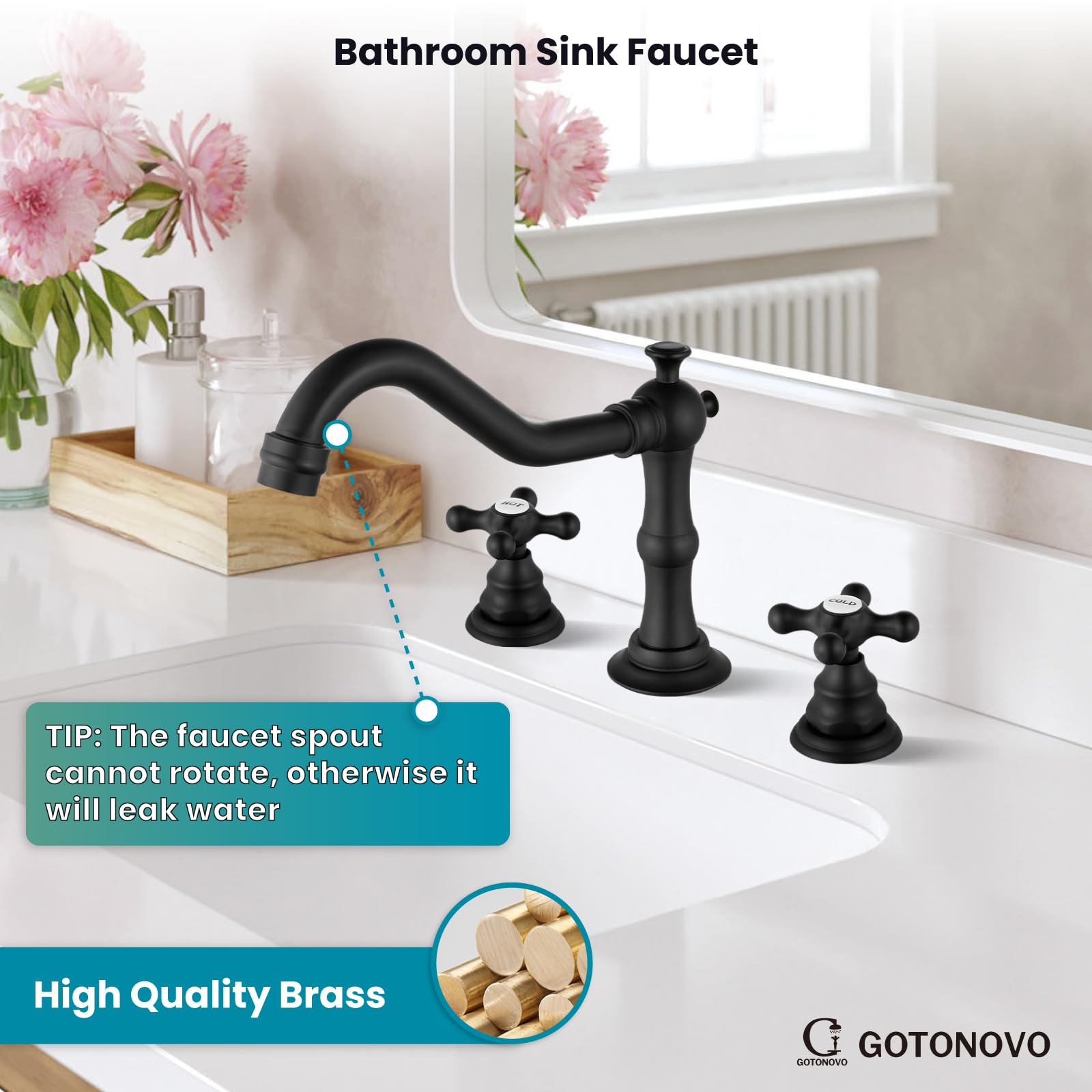 Gotonovo faucet with HOT/COLD label for precise temperature control