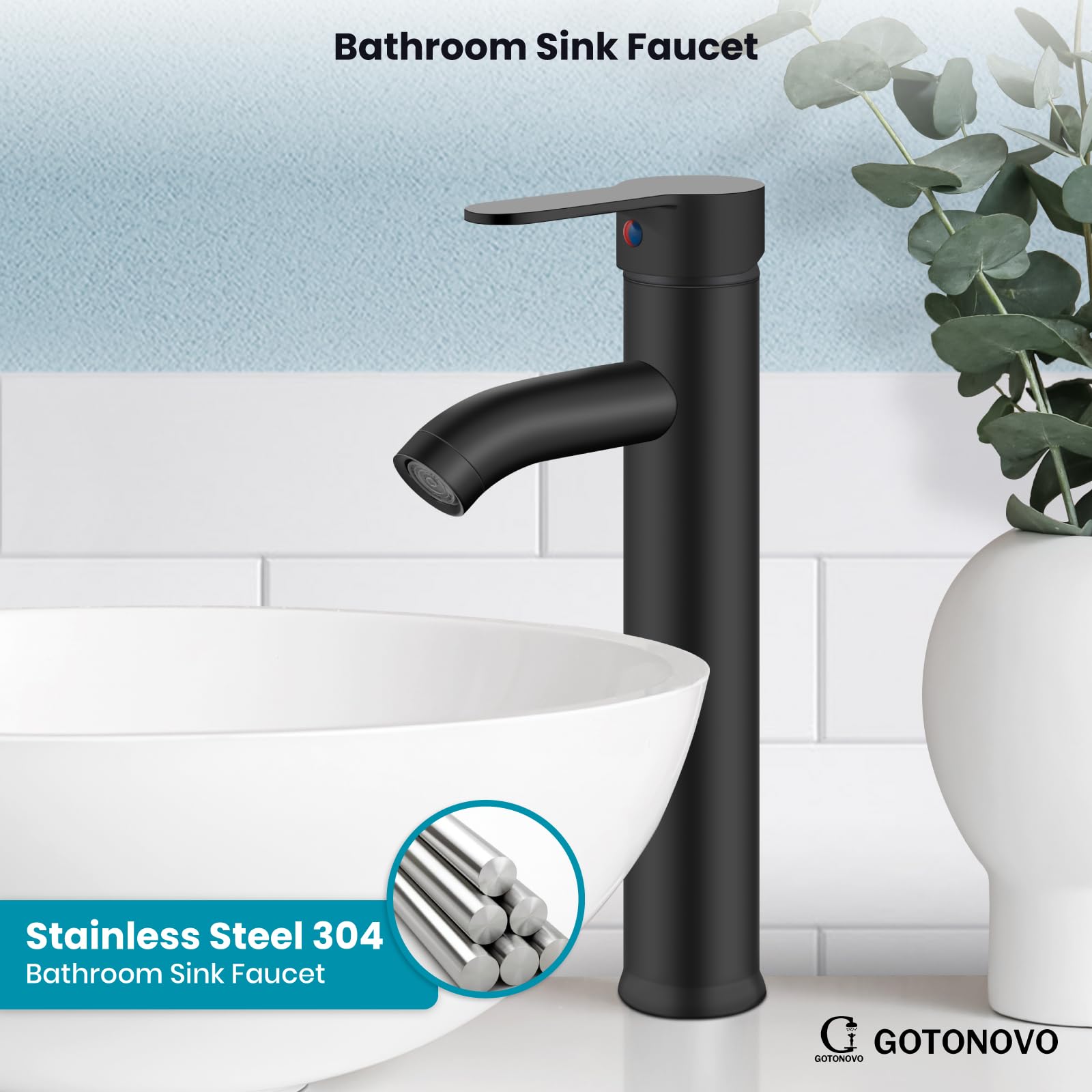 gotonovo Bathroom faucet matte black finish for modern style and fingerprint resistance